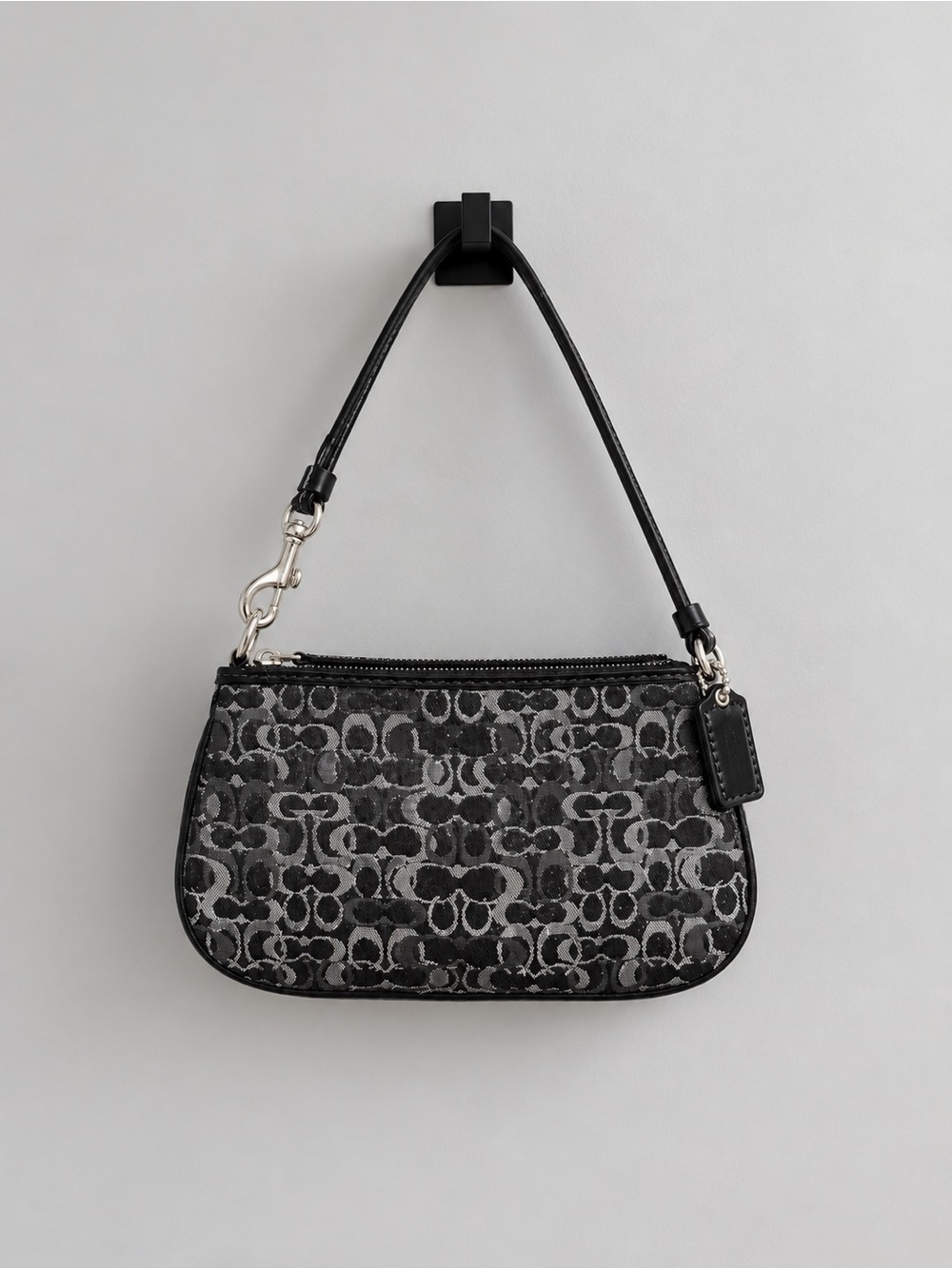 VTG Coach Black Signature Jacquard Wristlet